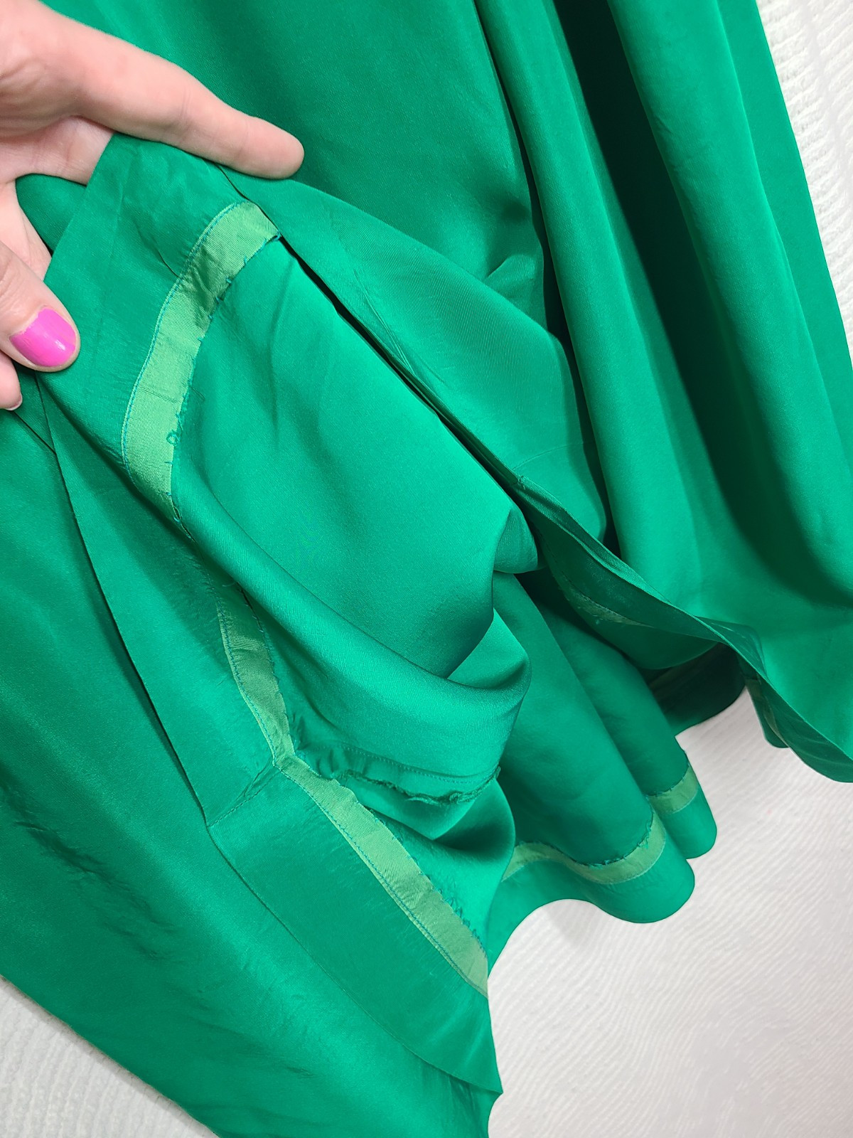 Vtg 60s Emerald Green Portrait Collar Dress Metal Zip Full Pleat Skirt Rayon 27w