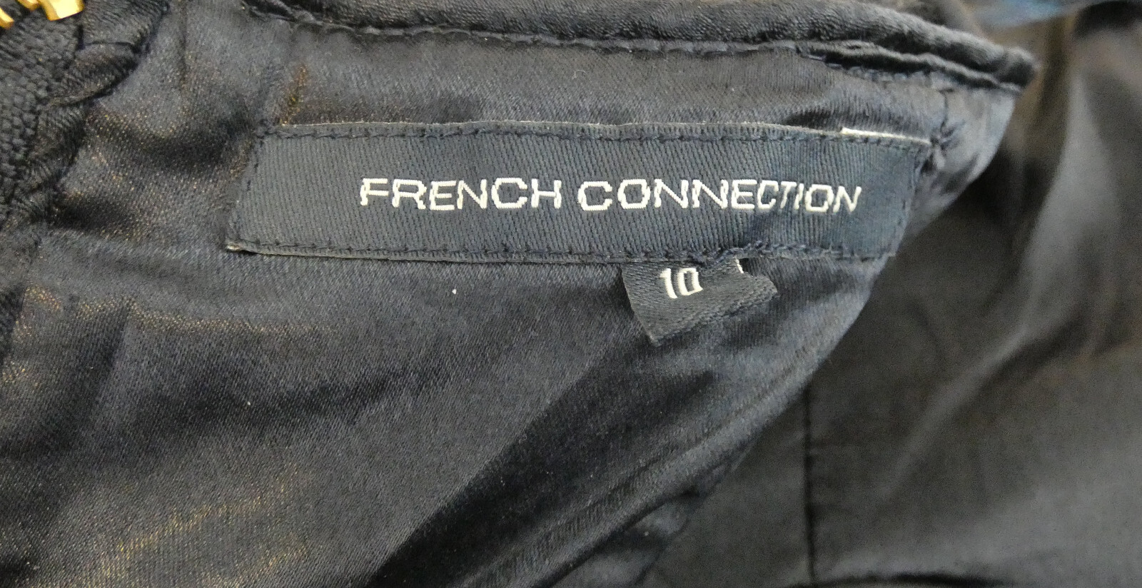 French Connection Dark Blue Dress XS Vintage Sequins Strapless Bustierre Evening