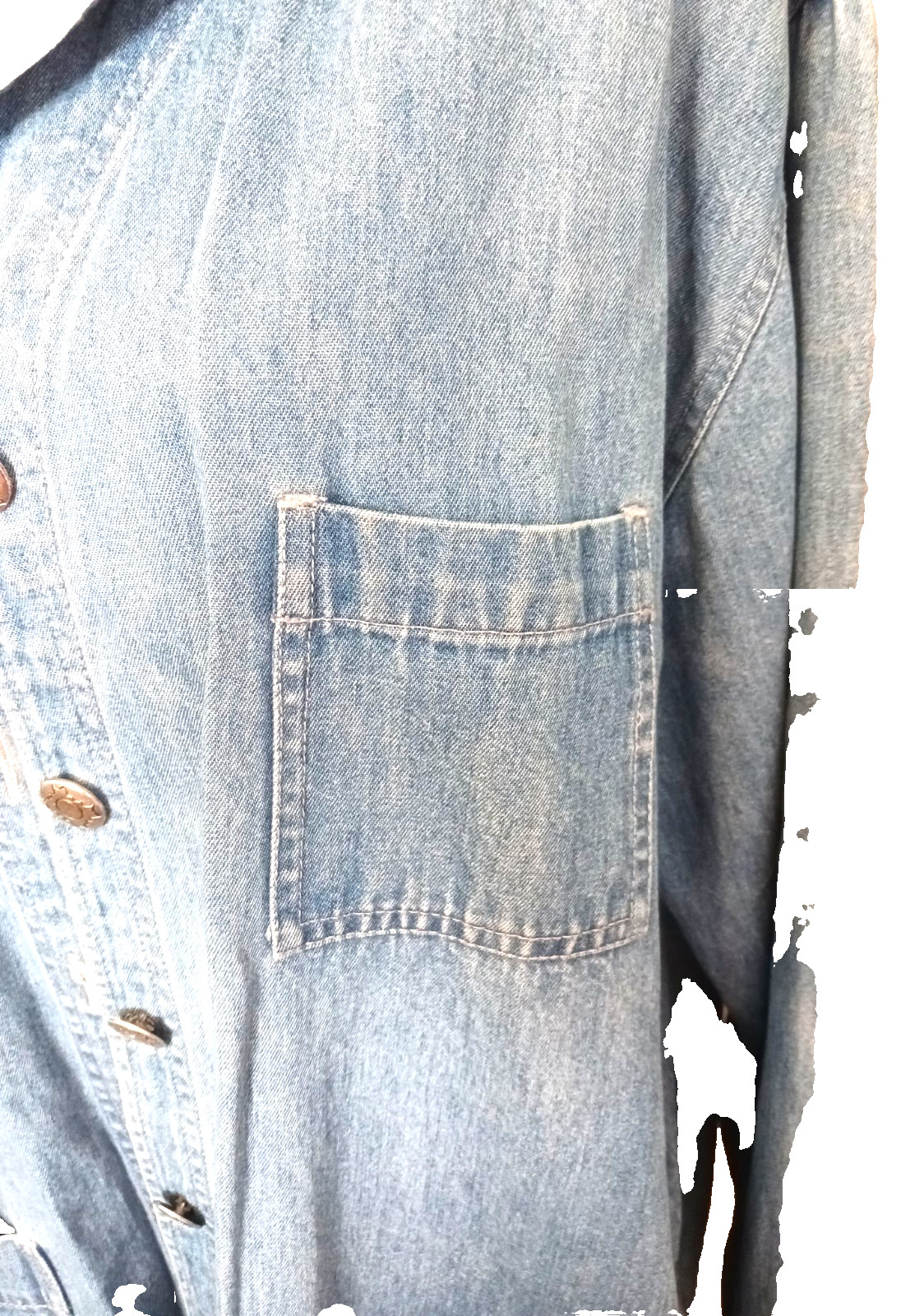 VTG Denim Jacket/Shirt Women’s Plus Size Tribal Slitweave Embroidery Ethnic Boho