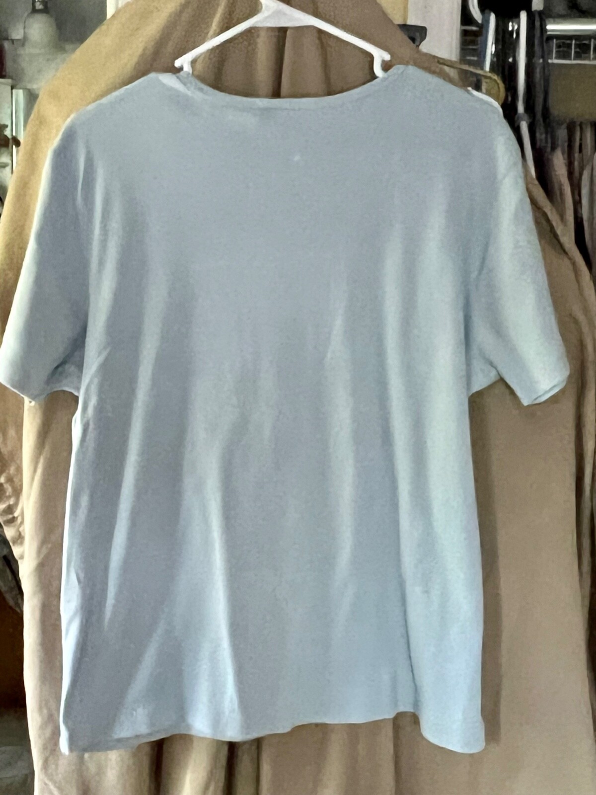 D05–Sonoma VINTAGE womens lt blue vneck top SZ XL