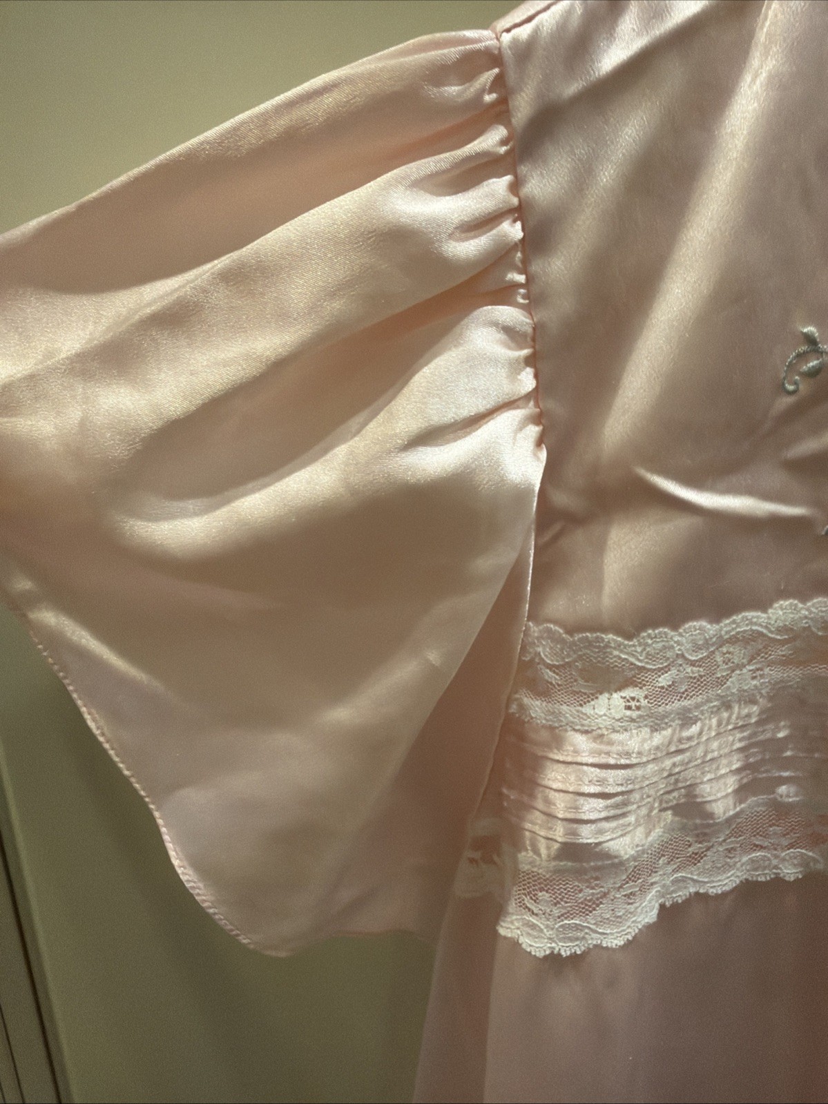 Barbizon Vintage Blush Pink Grannycore Sheer Lace Trim Embroidered Nightgown XL