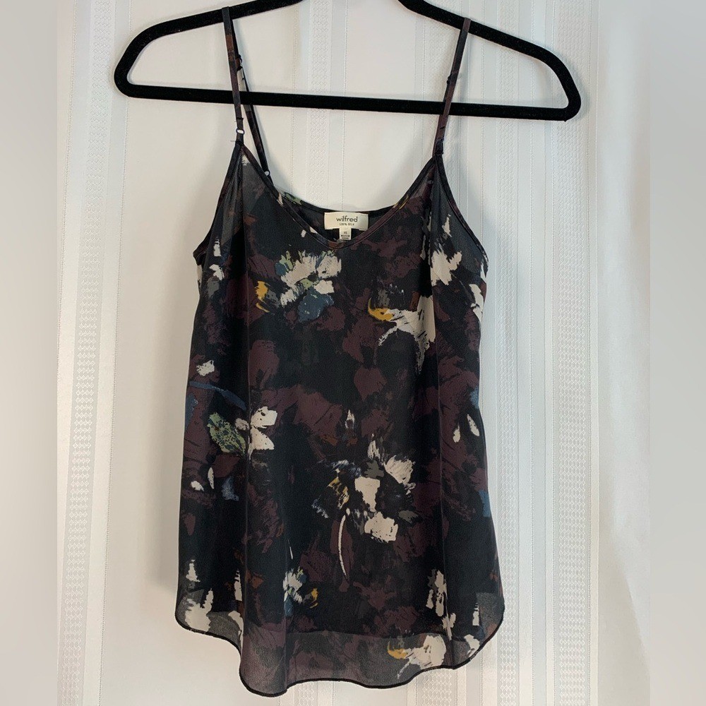 Wilfred Aritzia 100% Silk Abstract Floral Camisole Top Size XS