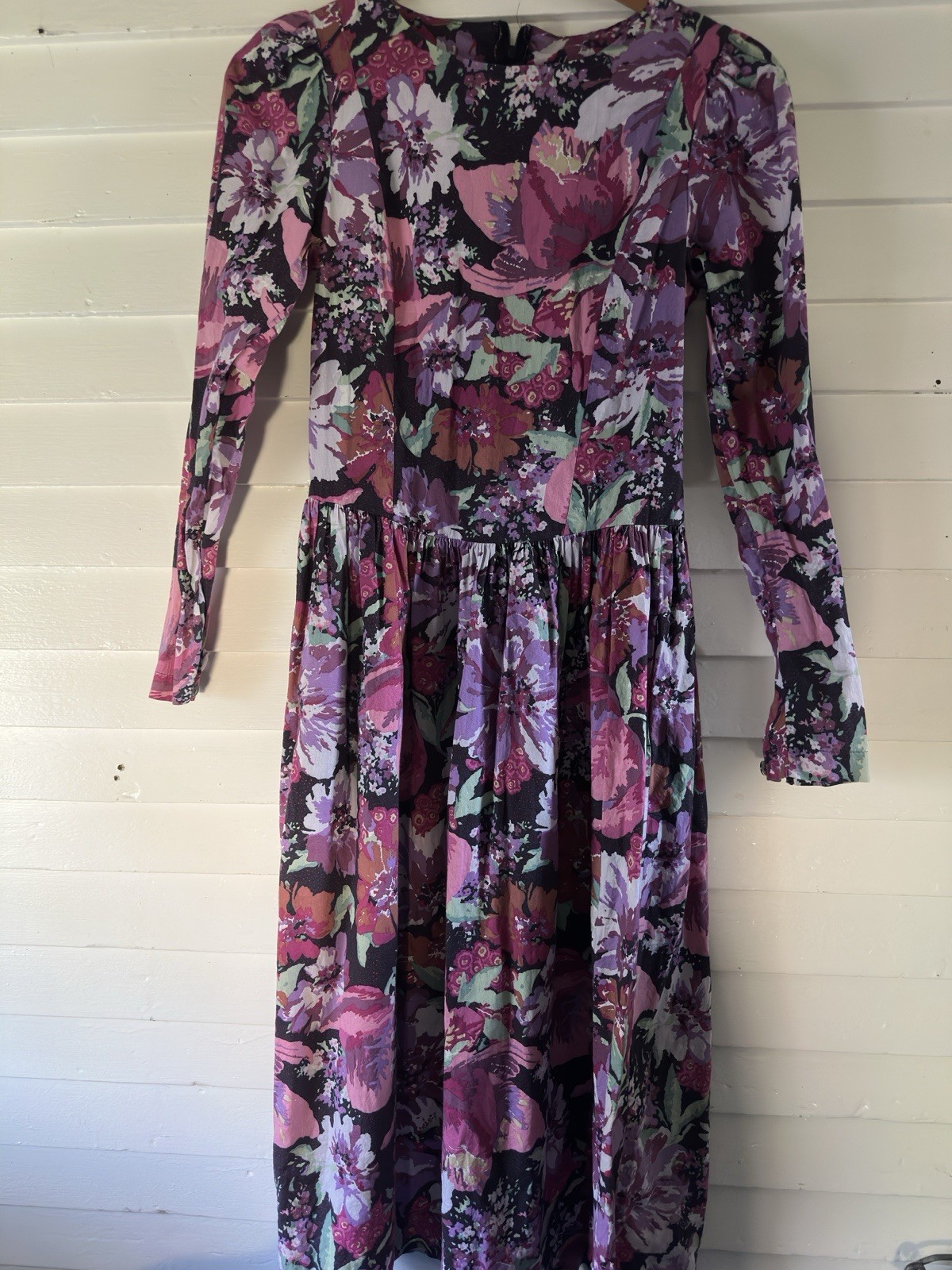 Laura Ashley Vintage Floral Long Sleeve Puff Sleeve Dress US 12 UK 14