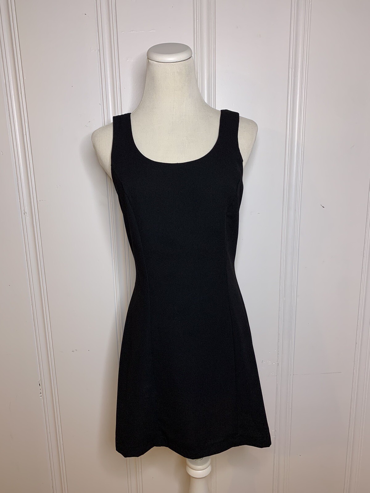 By Choice California Vintage Black Polyester Mini Dress Size 5 Made in USA 90s