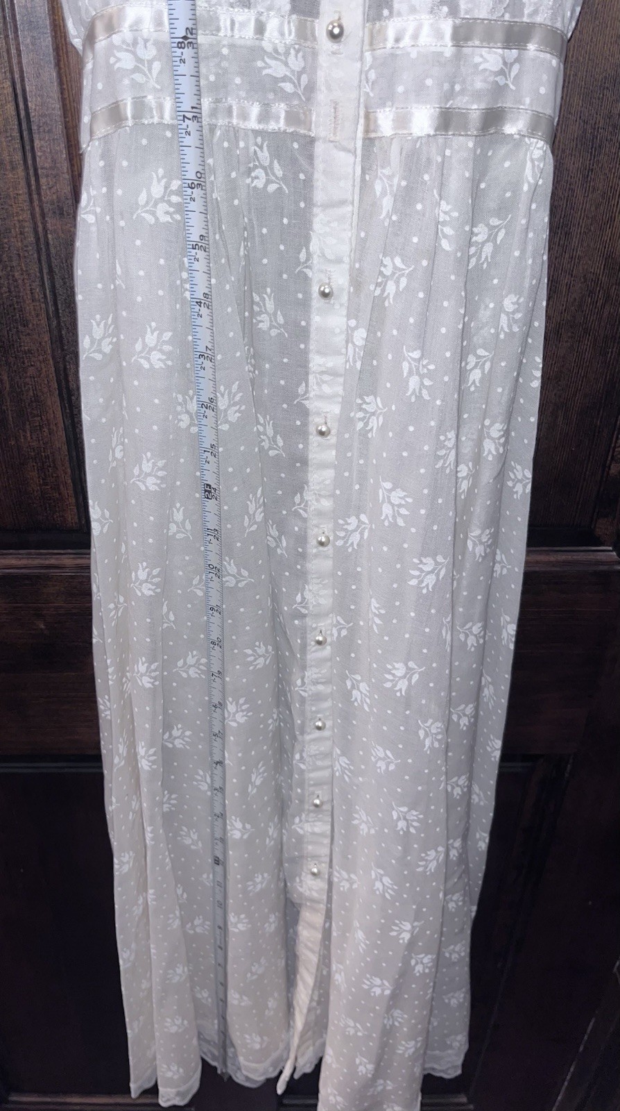 Vintage Gunne Sax by Jessica McClintock Floral Lace Sleeve Pearl Dress Size 9