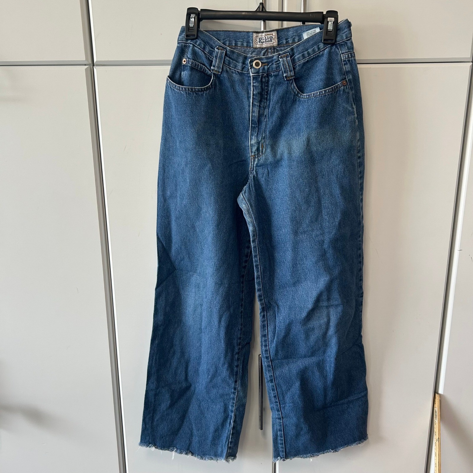 Vintage Blue Asphalt Wide Leg Jeans High Rise Medium Wash Denim USA Made 9