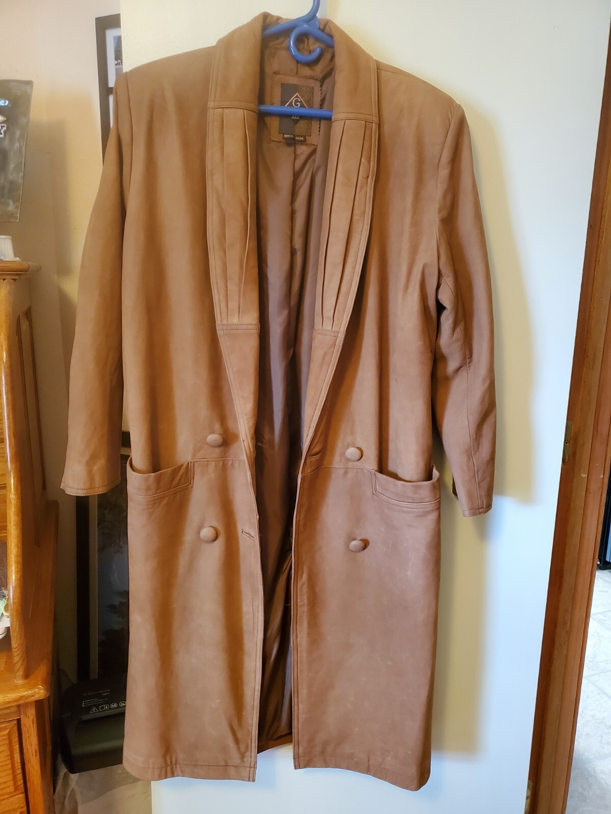 Vintage Full Length Coat 100% Leather Double Breasted Global Identity GIII 1980s