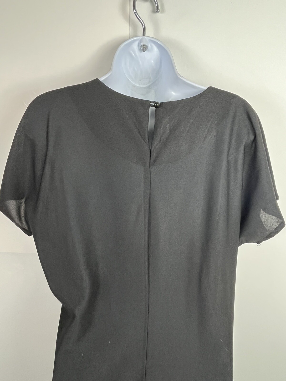 CB NY Black Ruffle Hem Short Sleeve Dress sz 10 Modern Minimalist Chic VINTAGE
