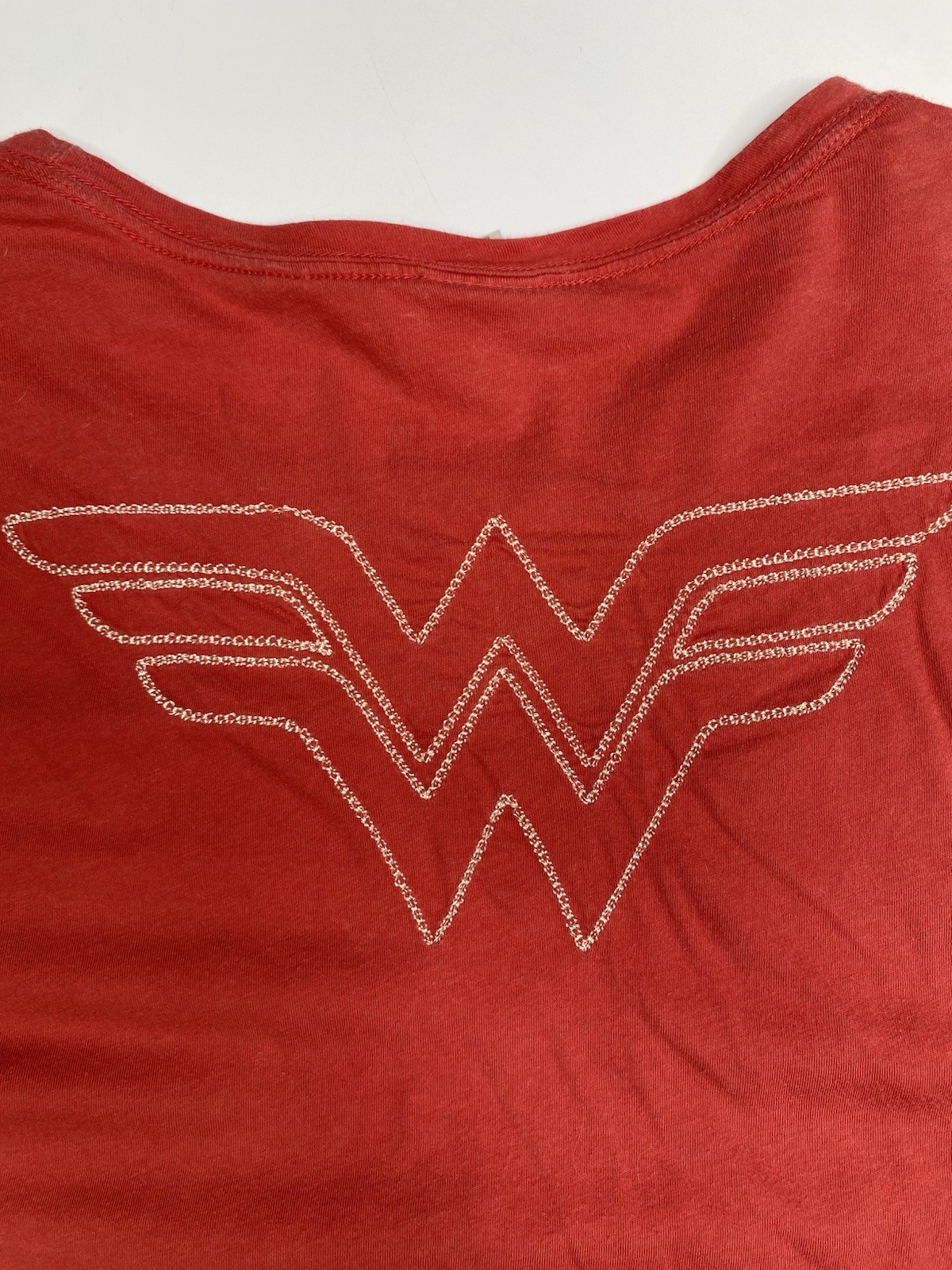 Vintage Junk Food Embroidered Wonder Woman Size M T-Shirt Red Made In USA