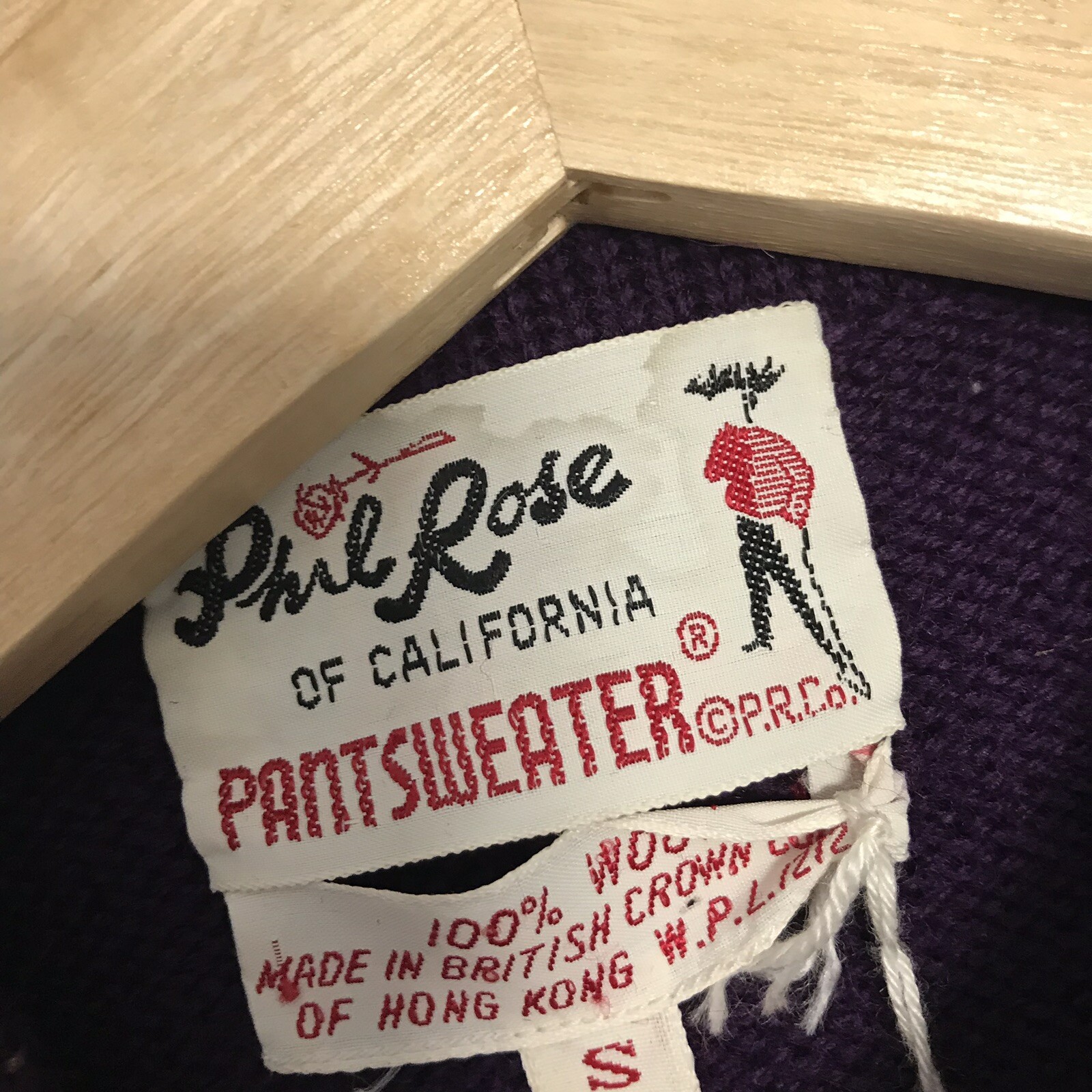 VTG Phil Rose California S Cardigan Pantsweater Wool Purple Grandmacore Cottage