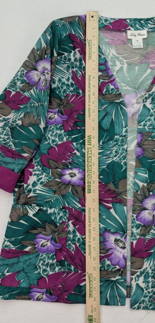 Vintage 80s 90s Women’s Jacket Size 20WP Lady Darian Green Purple Floral Print