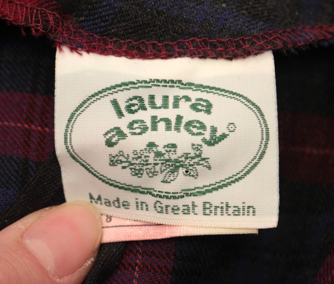 VTG Women’s 80s 90s Red & Purple Plaid Wool Laura Ashley Maxi Dress XS/S 1990s