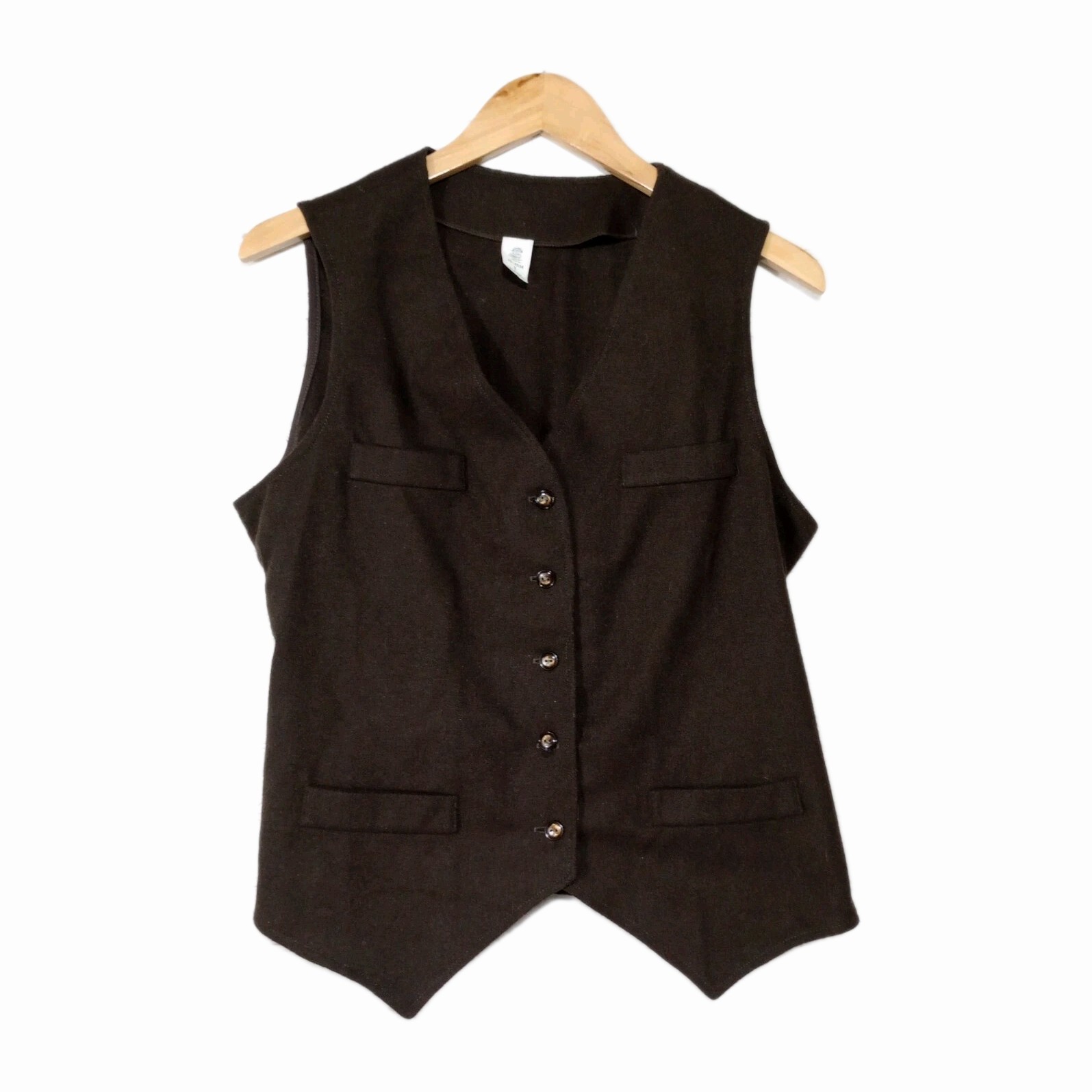 ILGWU ButtonUp Vest Ladies Garment Workers Union Women’s Size L Made USA Brown