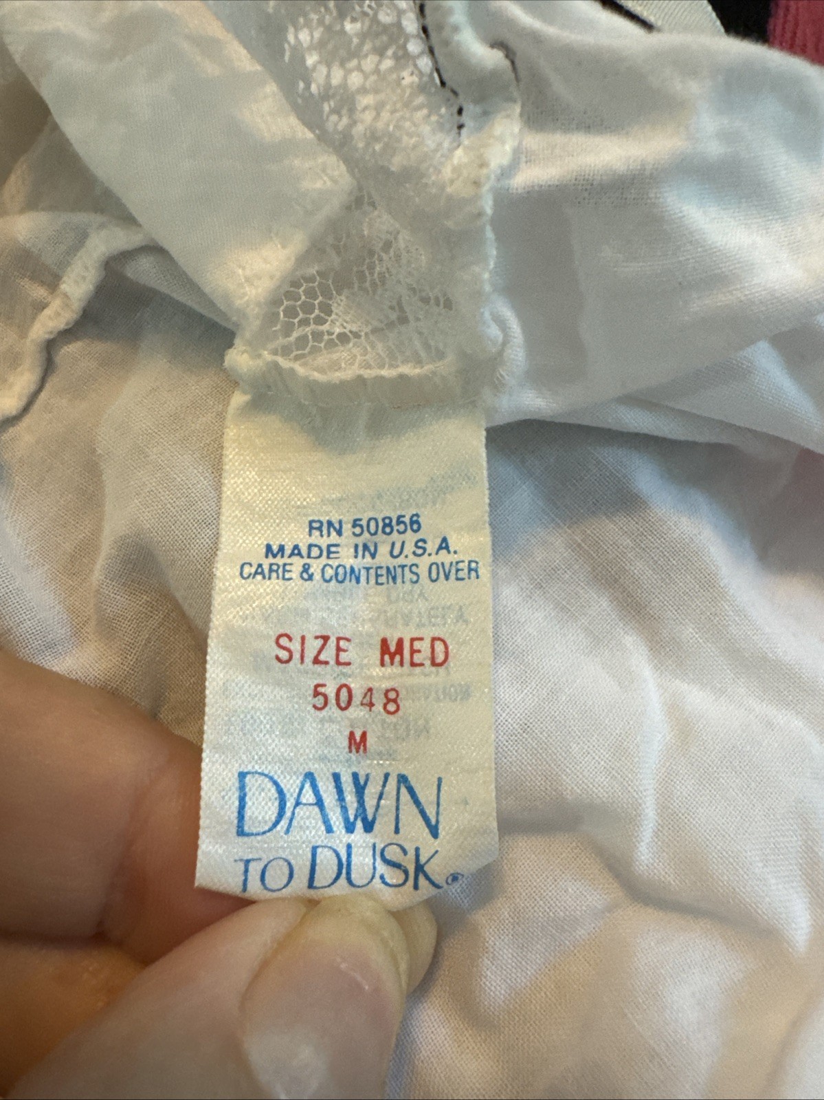 Vintage Dawn To Dusk 100% Cotton Camisole White Lace V-neck Cami M