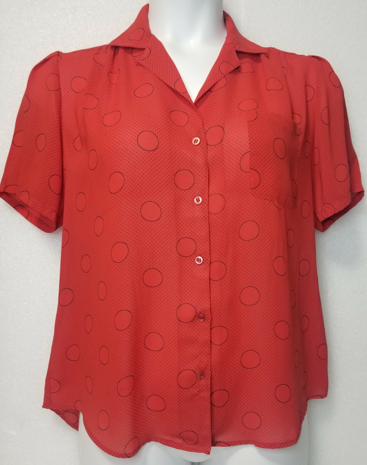 Vintage SHAPELY Womens Button Front Blouse Orange Sz MED