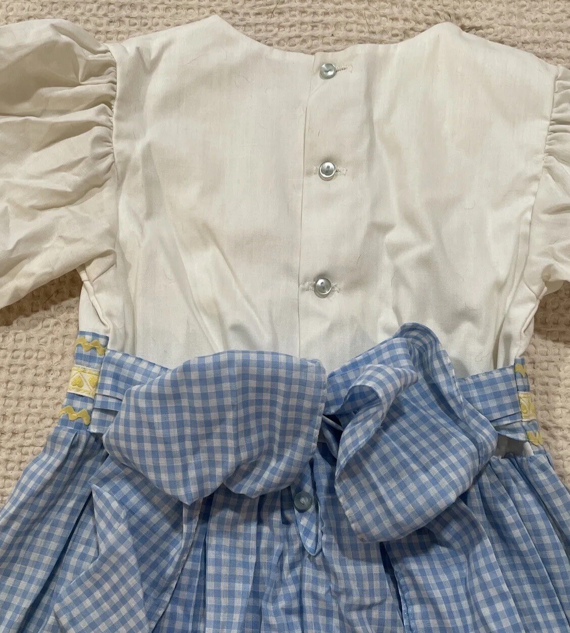 1970’s Martha’s Miniatures Vintage Long Blue And White Gingham Dress SZ 5-6