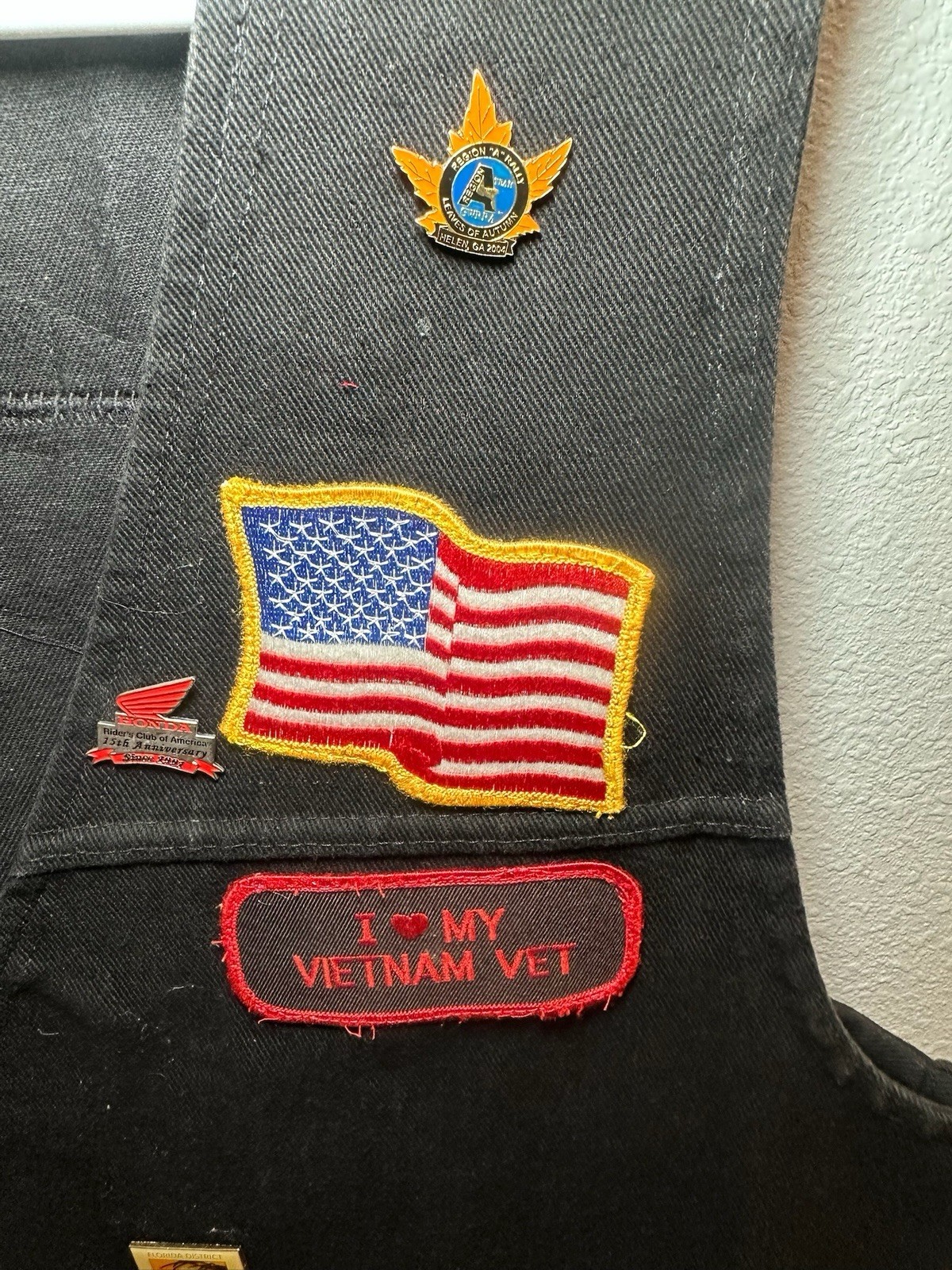 Vintage 90s Ladies Handmade Goldwing Rider Black Denim Vest Pins Patches GWRRA