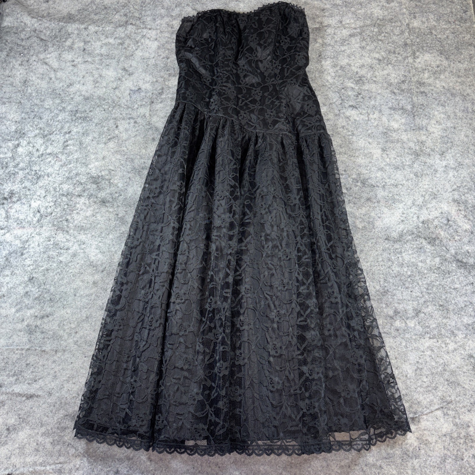Vtg By Warell Drop Waist Dress Women’s 5/6 Black Lace Whimsigoth Princess Party