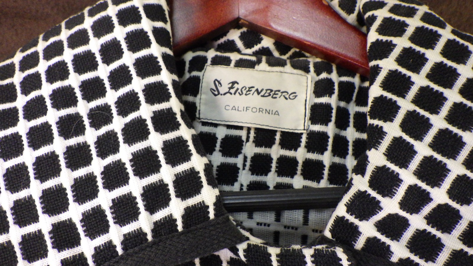 Vintage near MINT S Eisenberg cape WOW black white square dots super model 1960s
