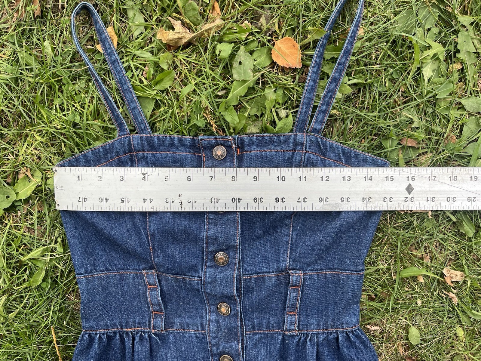 1970s Joni Blair 100% Cotton Denim Dress Knee Length Snap Closure