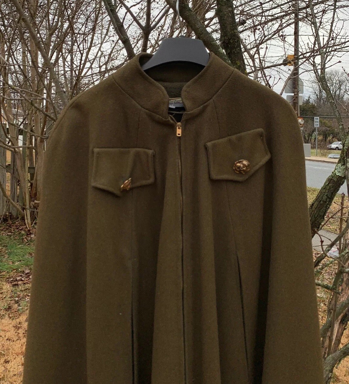Vintage 60s Queen Of The Capes Country Place Wool Zipper Up Cape. Rare