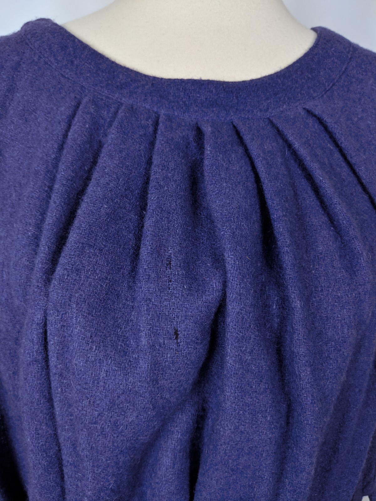 Gudule Paris Vintage Purple Sleeveless Belted Dress Wool Made in France Size 10