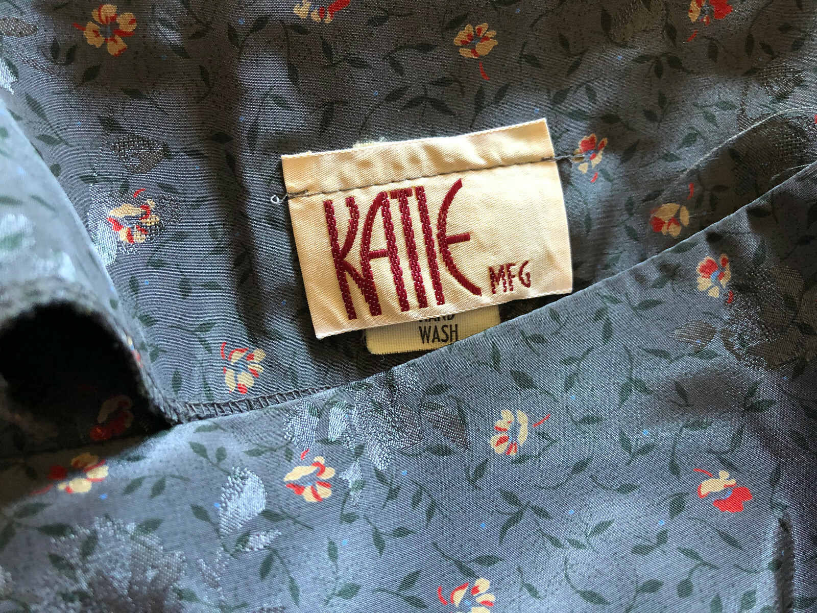 Vintage 80’s KATIE MFG Floral LS Dropped Waist Dress Blue Gray Dress Size 8