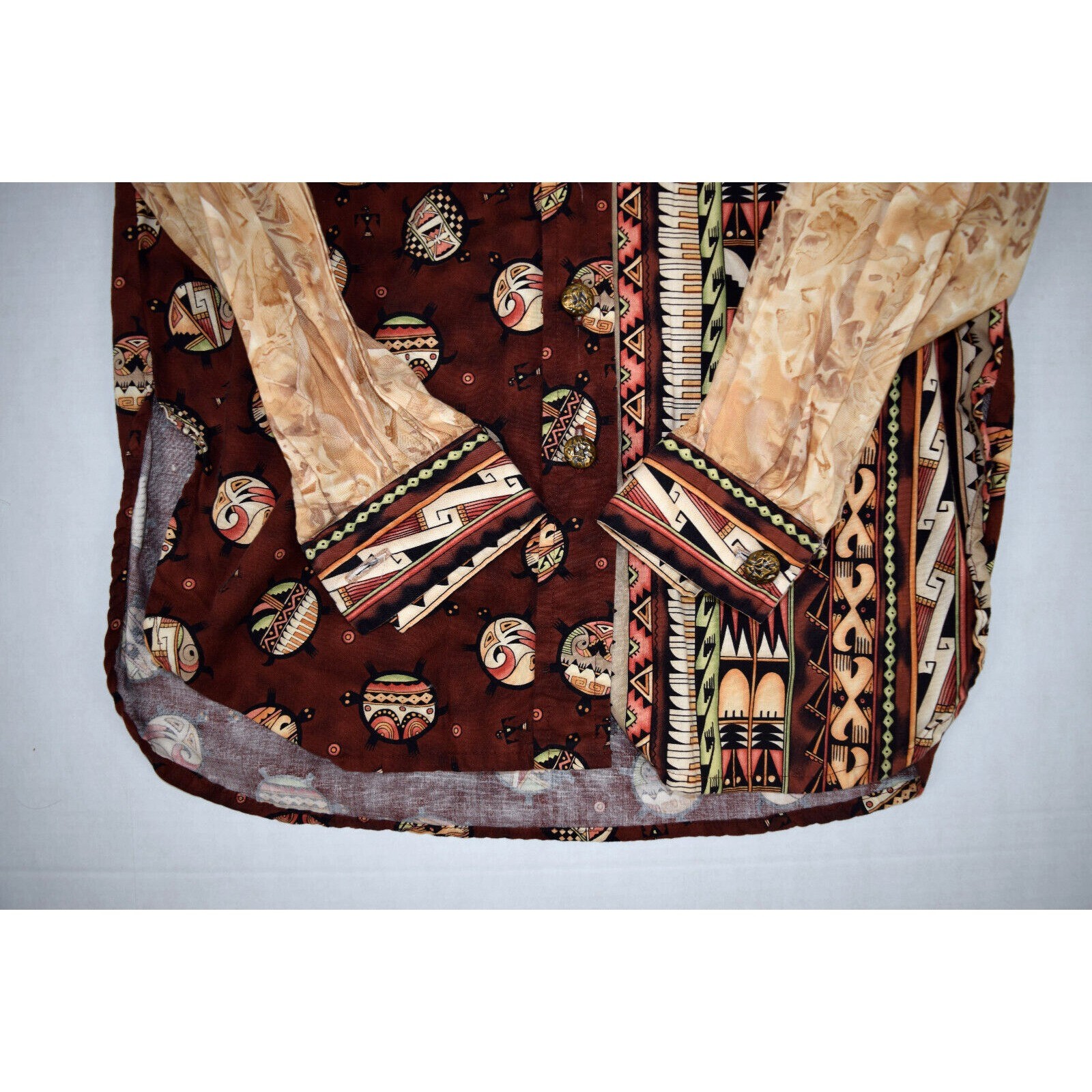 Vintage Turtle Shirt 3 Patterns Turtle Size M/L 70s 80s 2 Tone Maroon Tan OOAK