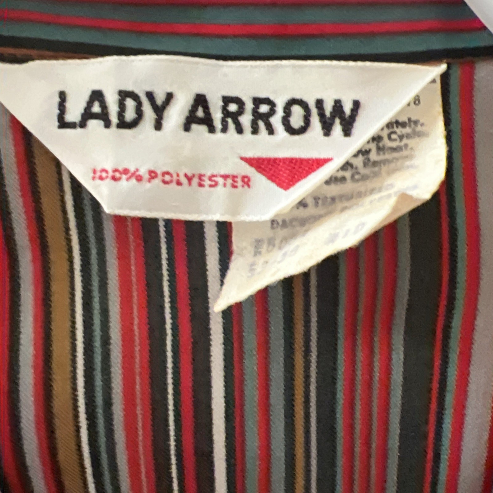 Vintage 1970s Striped Lady Arrow Blouse Disco Mod Womens Retro Size 10