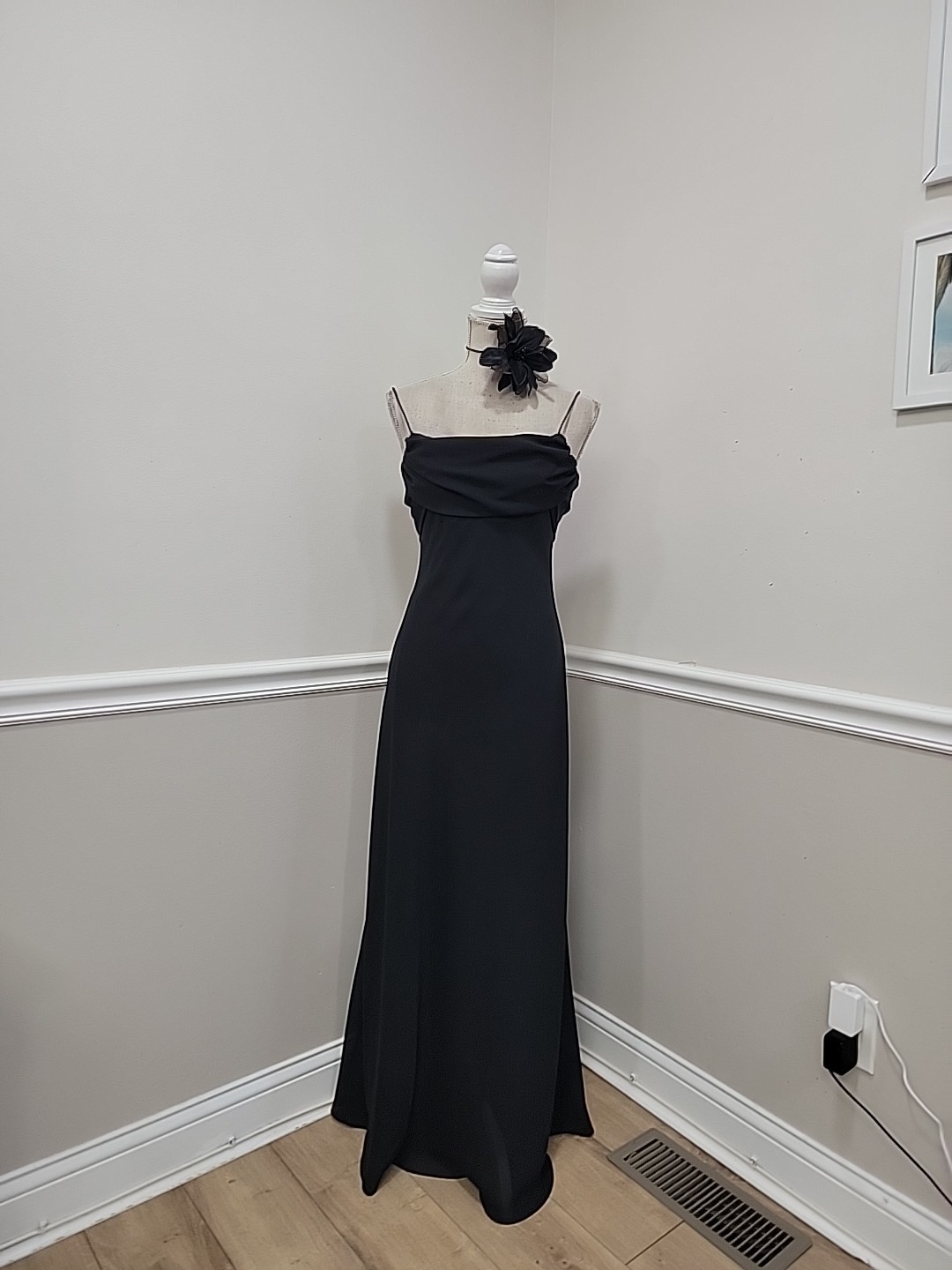 VTG Y2K Black Crepe/Chiffon Prom Formali Dress/Bridgerton Style Maxi Dress