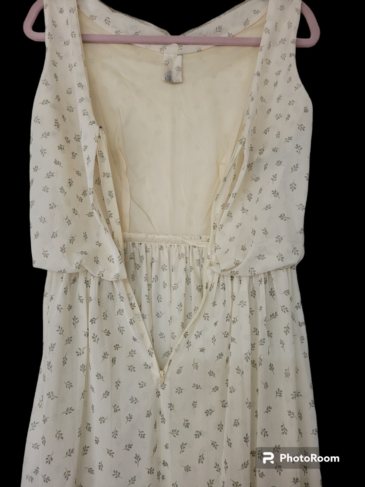 Vtg 60s Spring Dress Floral Sleeveless Size Small Ivory