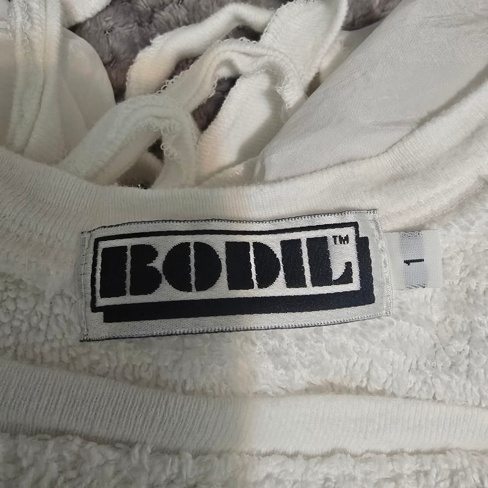 BODIL Vintage White Terry Cloth Mixed Media Maxi Dress Button Front Size 1 Boho