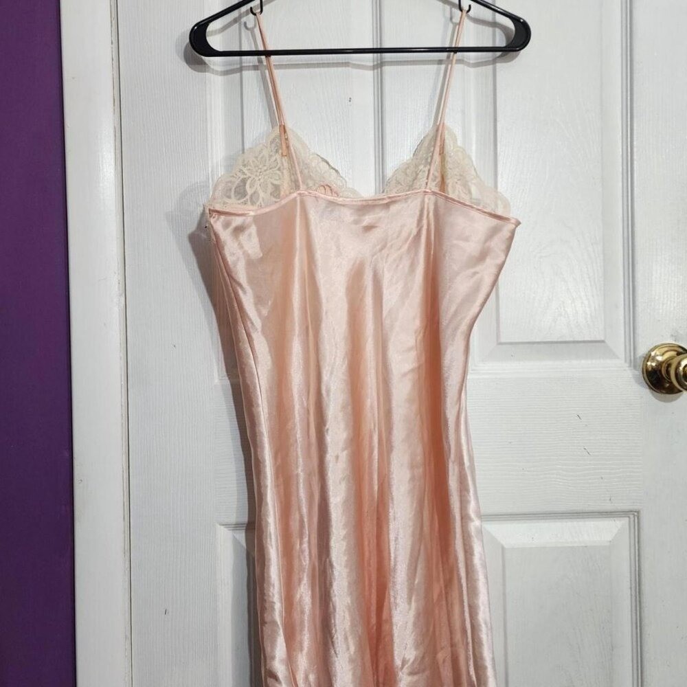 Vintage Pink Satin Lace Chemise