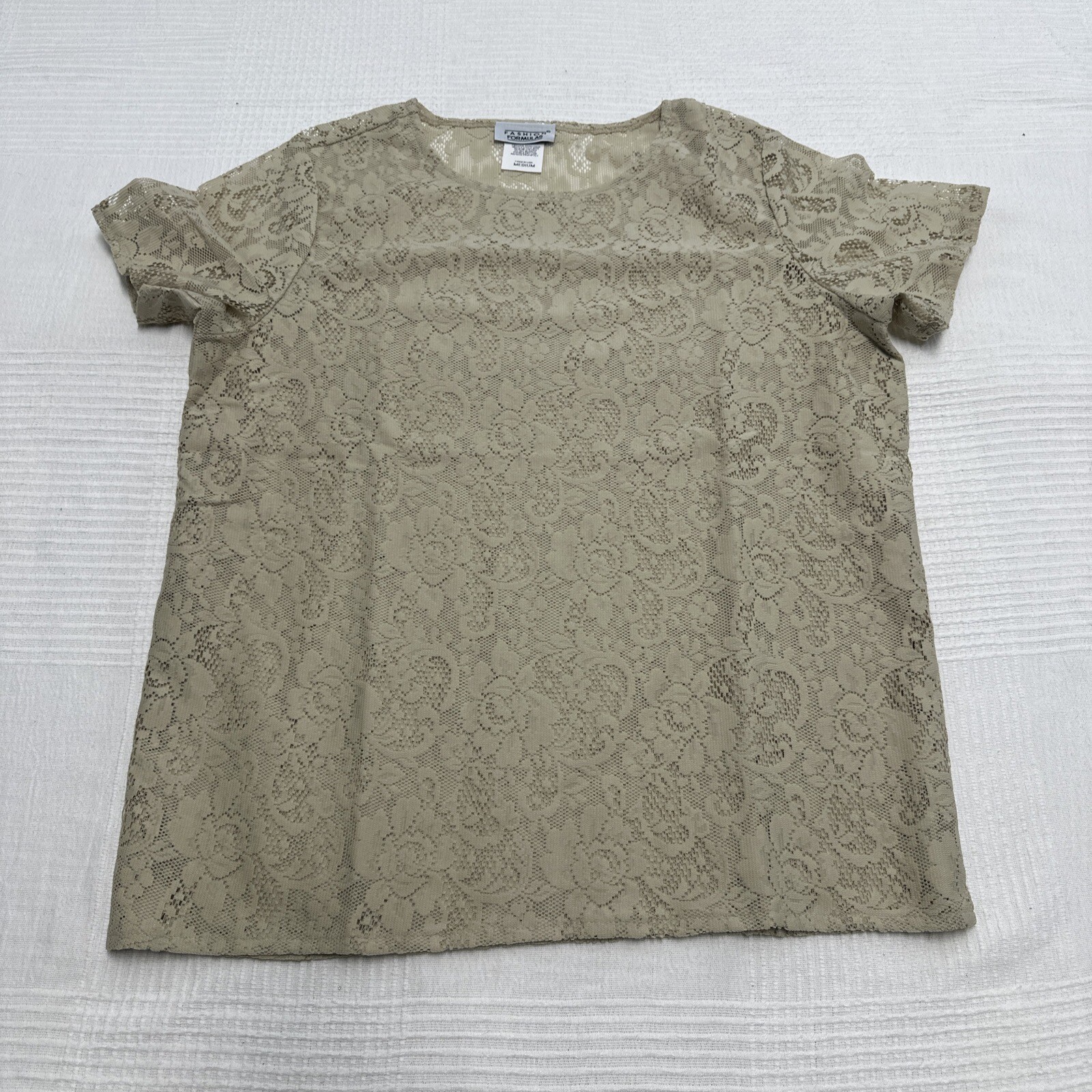 New WOMEN’S VINTAGE Sheer See Through Sand SHIRT – FASHION FORMULAS SIZE Medium