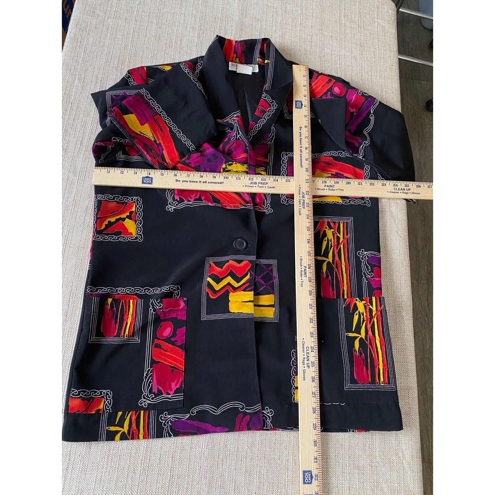 Vintage Brownstone Studio Blazer Jacket Multicolor Abstract Pattern 80s Large