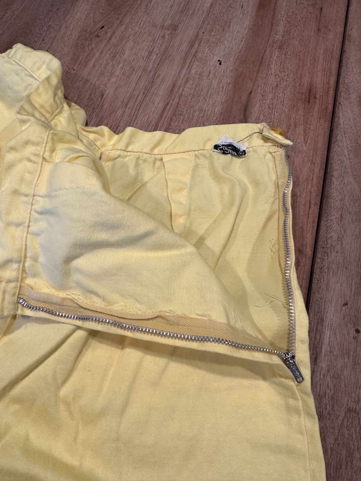 Vintage Bright Yellow High Waisted Shorts Pleated Women’s Retro Side Zip