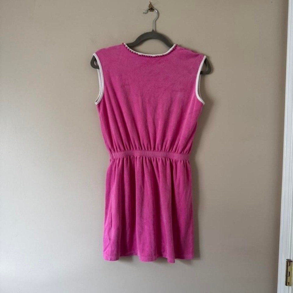 Vintage Lands End bubblegum pink terry cloth mini dress medium beach cover up