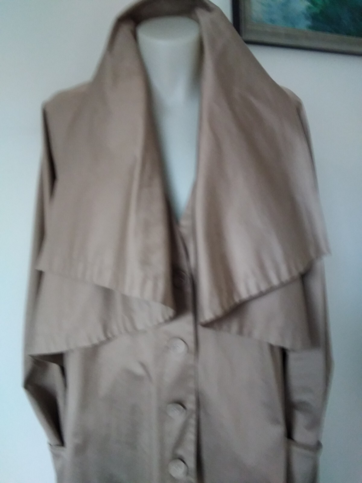 Gay Naffine Fab Taupe Polished Cotton Evening Coat/ Duster/ Autumn.,Size 14