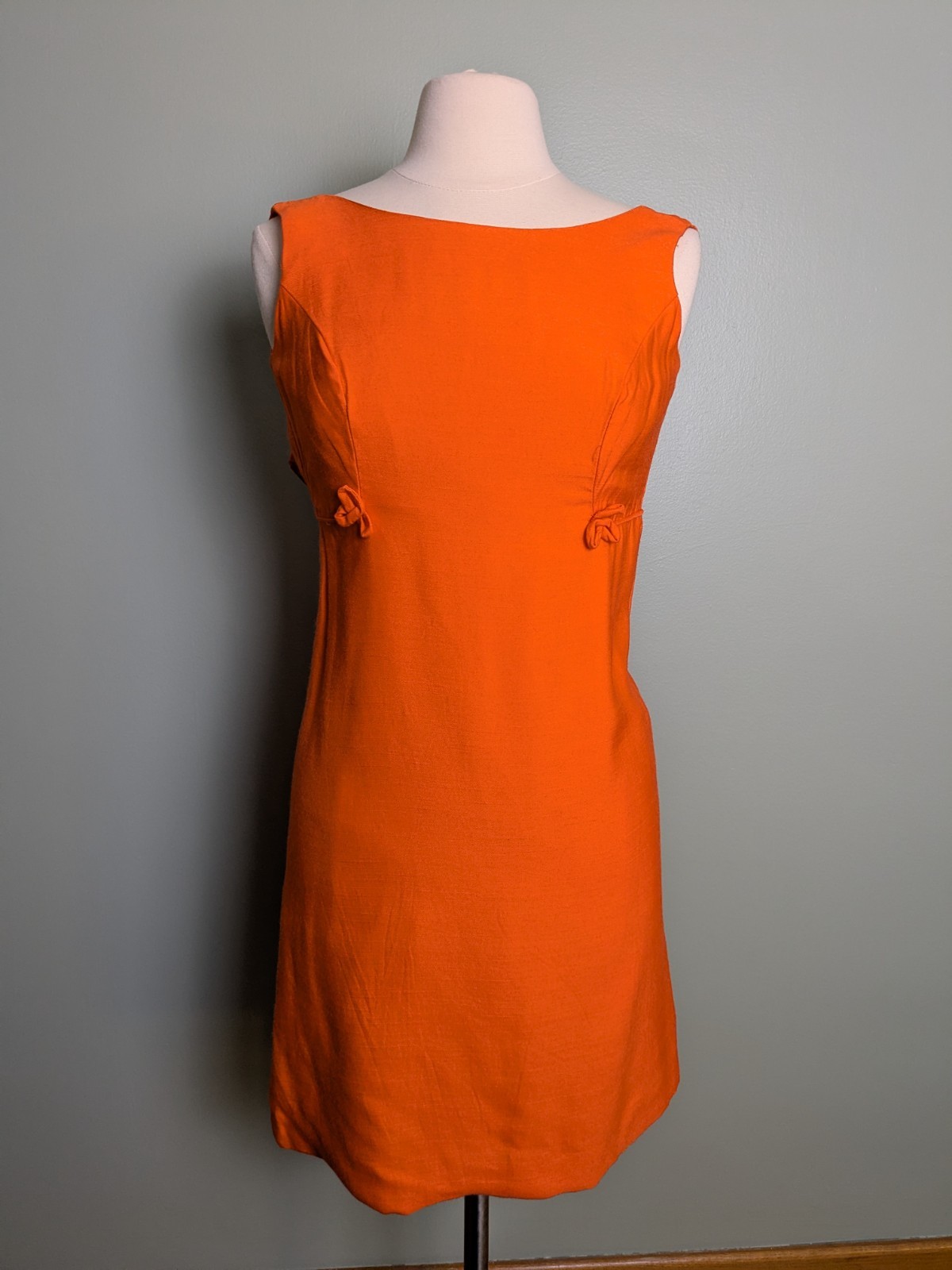 Vibrant Orange Vintage Peter Pan Collar 3/4 Spring Jacket And Wiggle Dress Set