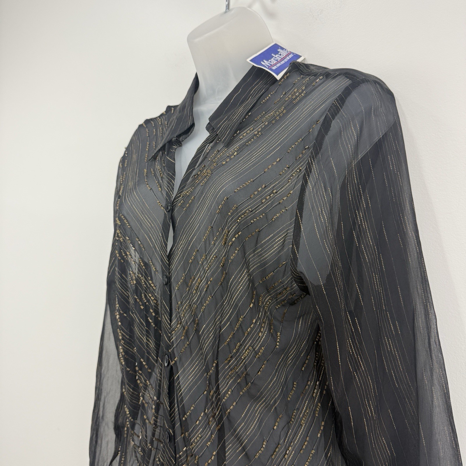VTG Y2K Ice 100% Silk Top Women’s XL NWT Beaded Whimsigoth Deadstock Sheer