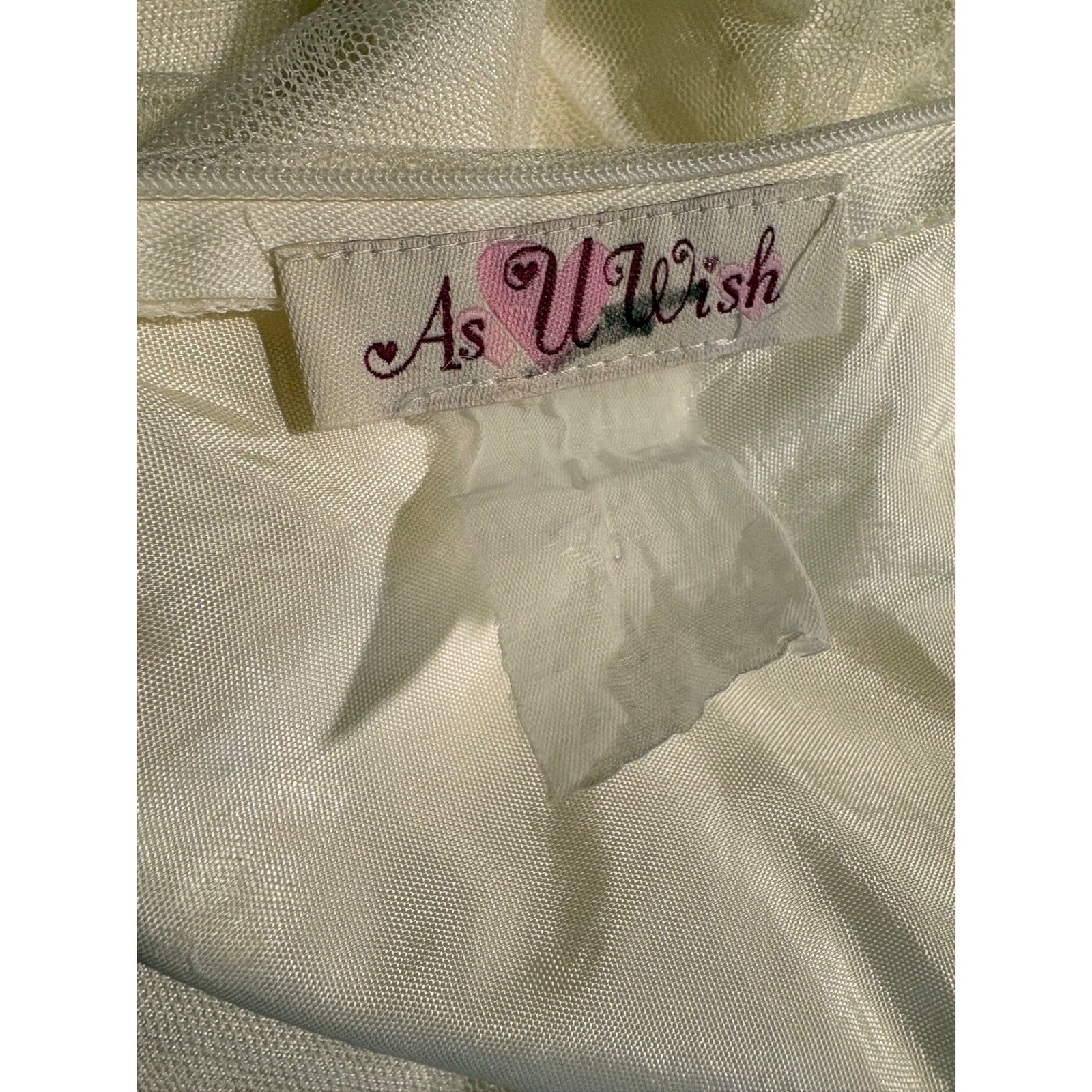 90s Y2K Cream Sweetheart A-Line Dress Women’s XS Midi Fairy Princess Angel Retro