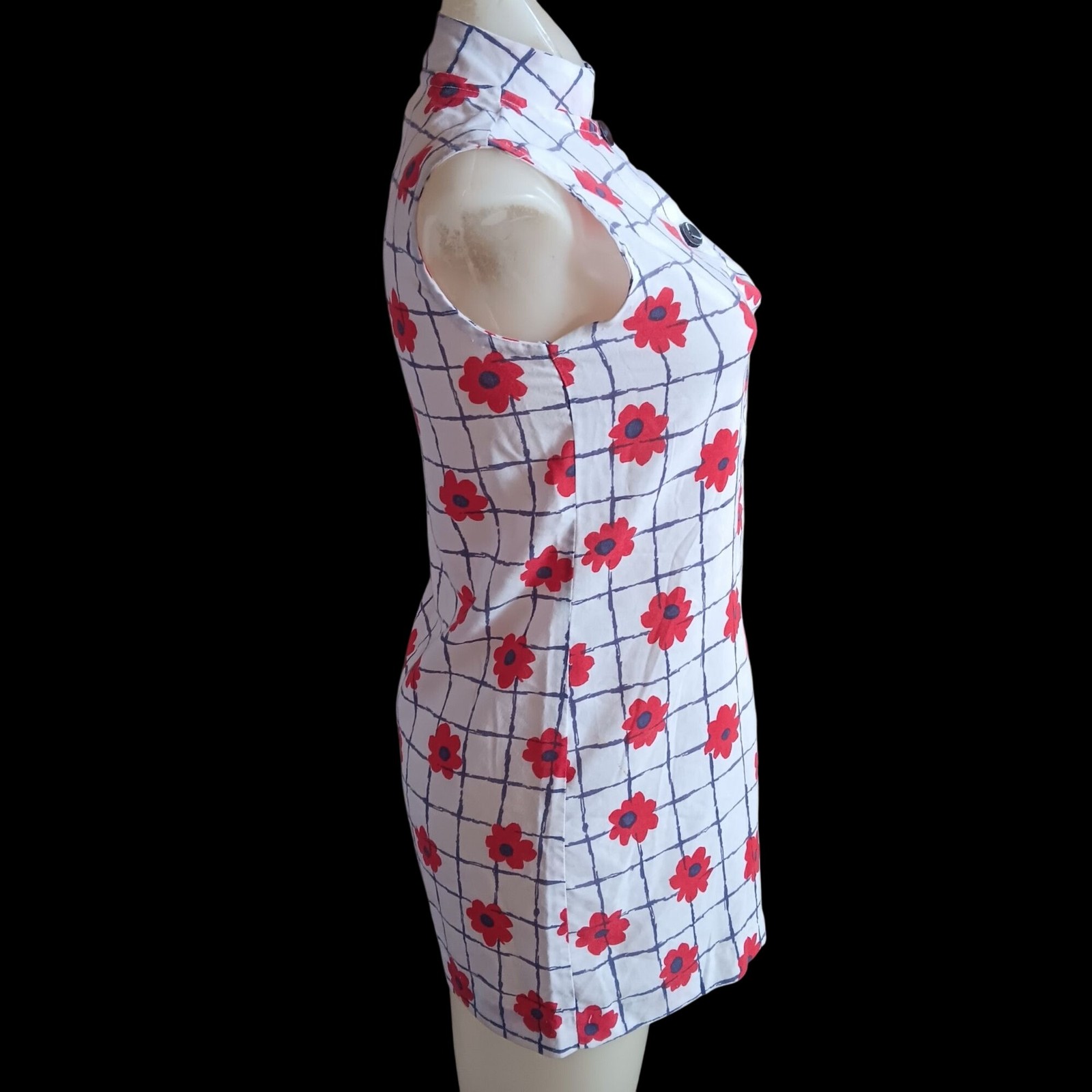 True Vintage Women’s Small XS Top Frock Mandarin Collar Sears 1970’s Mod Mom