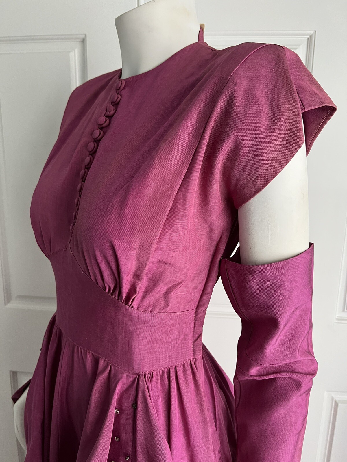 Vintage 1940s Fred Perlberg Dance Originals Mauve Formal Dress Matching Gloves