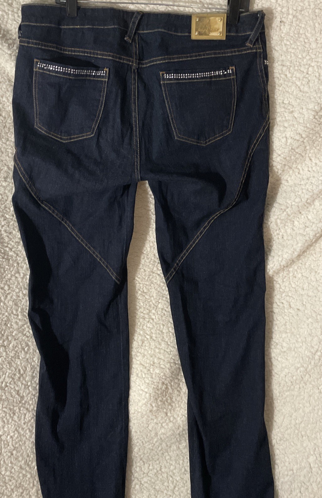 Vintage Baby Phat Rhinestone Cat Logo Straight Jeans Y2K Bling Dark Wash Size 13