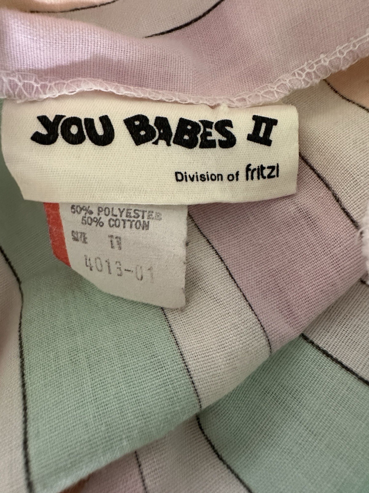 Vintage You Babes II Fritzi Dress Size 11 1970s 1980s Pastel Stripe Spring