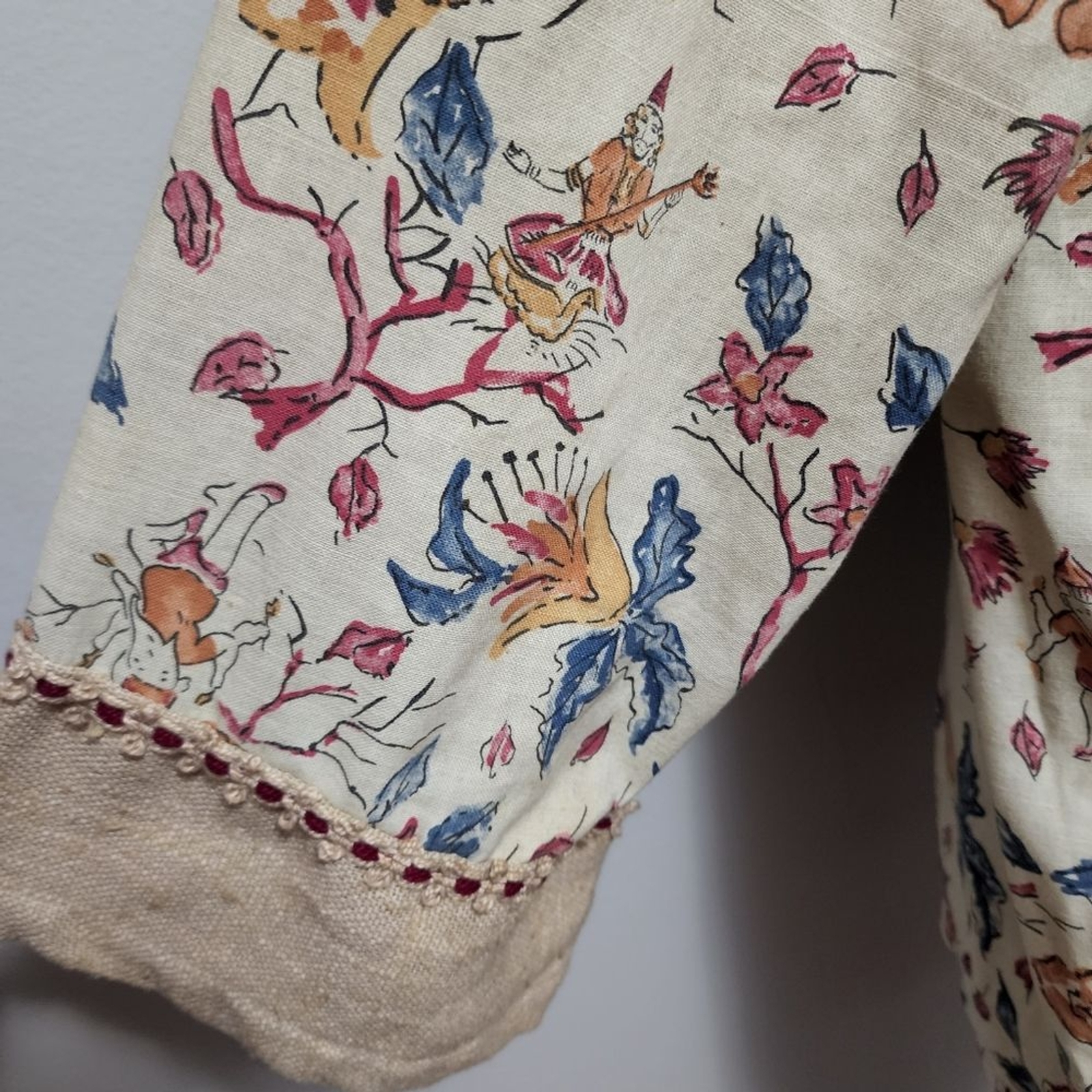 Vintage Kennington California 60s-70s floral cotton blend jute tunic size large