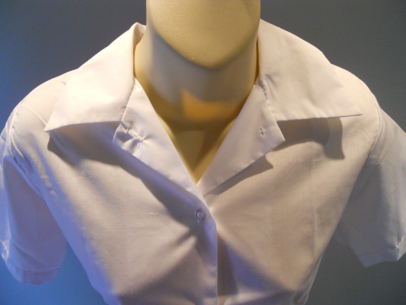 Nos Vintage 1960s White Blouse Uniform Shirt Waitress School College Preppy 36
