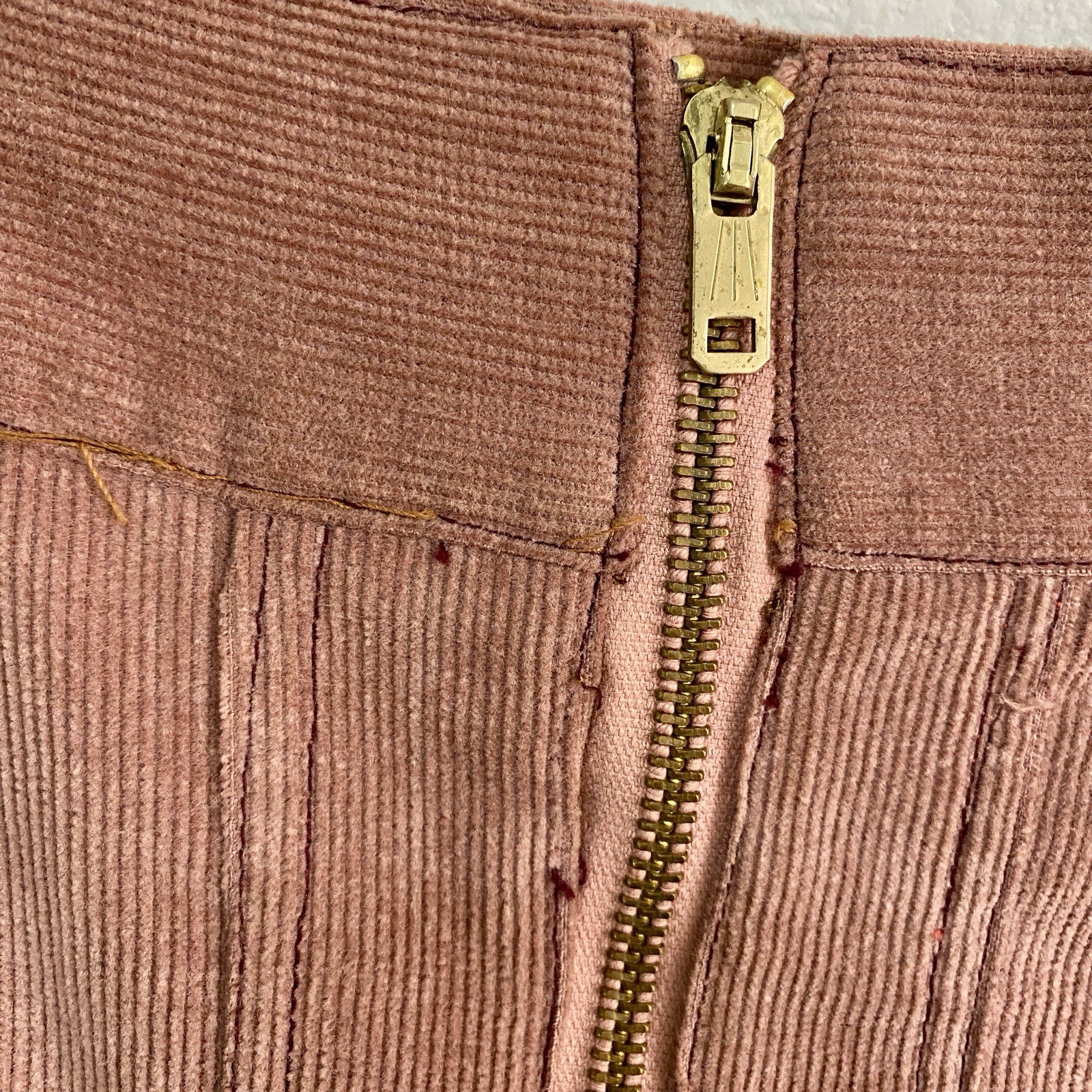 VTG 70s JCPenney Corduroy Skirt ILGWU Union Made Pink Rose Mauve Western A-Line