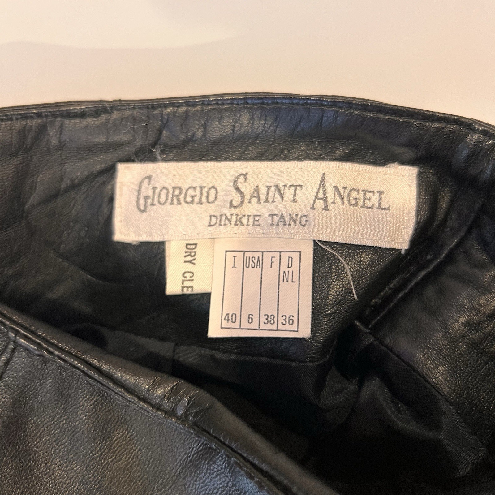 Vintage Giorgio Saint Angel Leather Pencil Skirt 6 Dinkie Tang High Waisted 80s