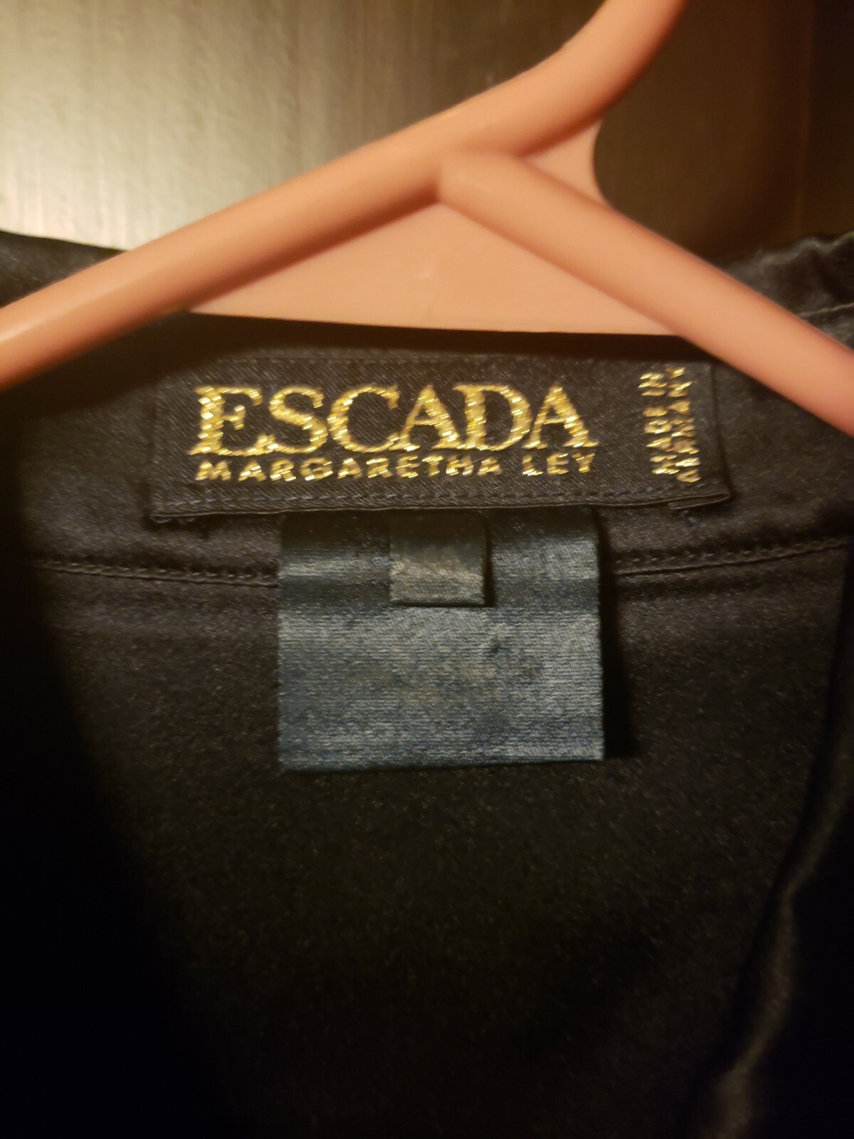 Vintage Escada 44 XL 12US Midnight Blue Silk Pajama Style Blouse